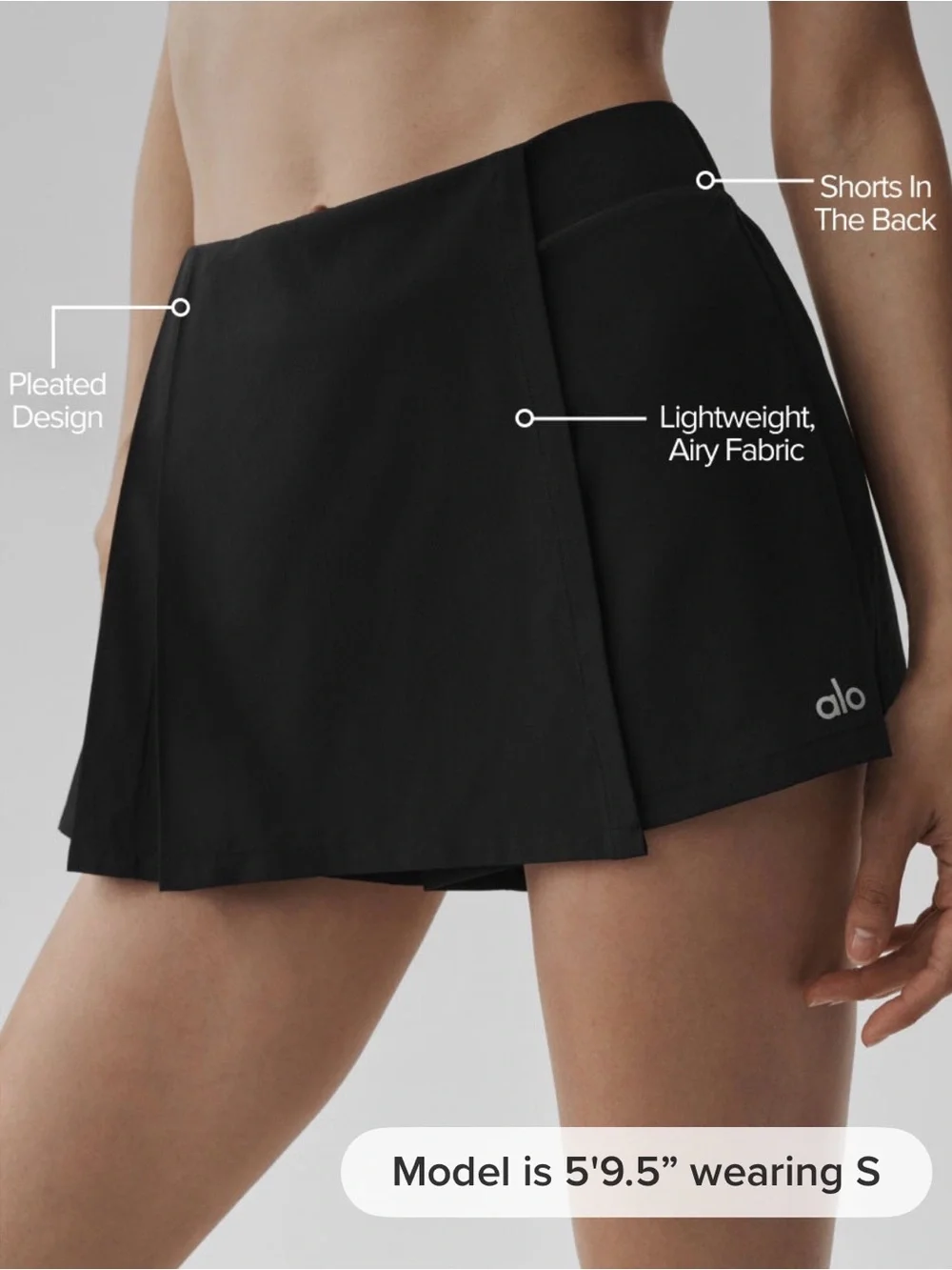ALO Yoga Black Pleated Mini Skort